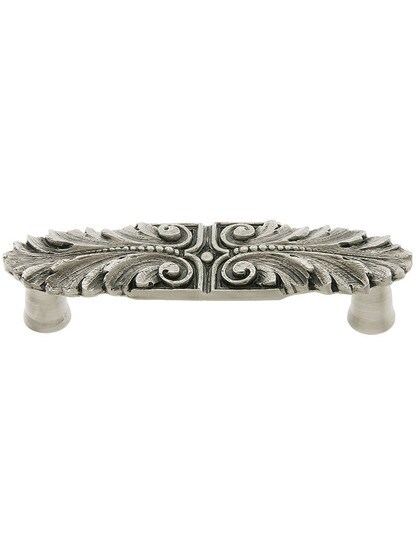 Acanthus Drawer Pull - 3 inch Center to Center in Satin Nickel.